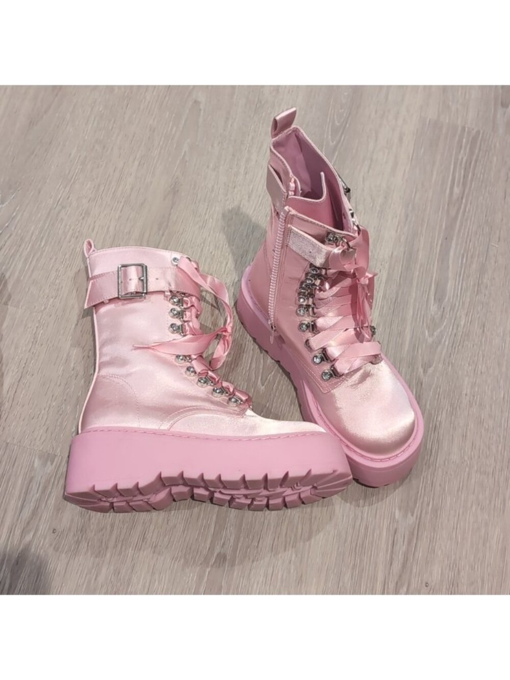Sugar Thrillz Dolls Kill Pink Lace Up Combat Boots